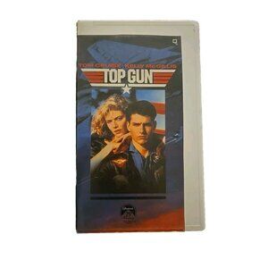 TOP GUN TOM CRUISE, KELLY MCGILLIS HARD CASE Rental Sticker VHS ORIGINAL RELEASE